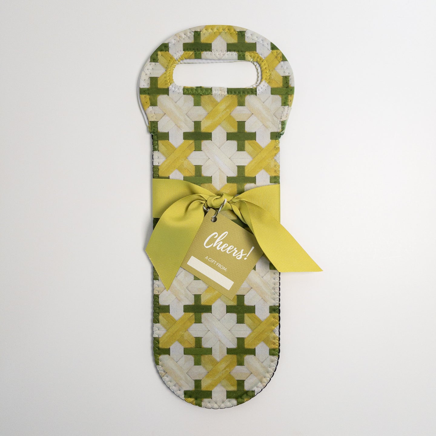 Caned Canvas in Olive Wine Tote